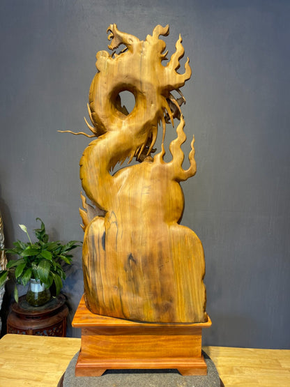 Tượng Nhất Long Chầu Nguyệt Phong Thủy - Gỗ Ngọc Am