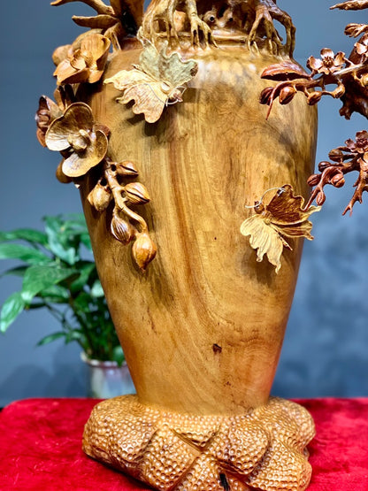 Bình Hoa Mai Phú Quý - Gỗ Hương Ta Quý Hiếm Cao 100cm
