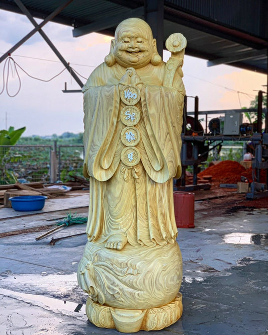 Tượng Đức Phật Di Lặc Chúc Phúc Vạn Sự Như Ý - Gỗ Cẩm Vàng