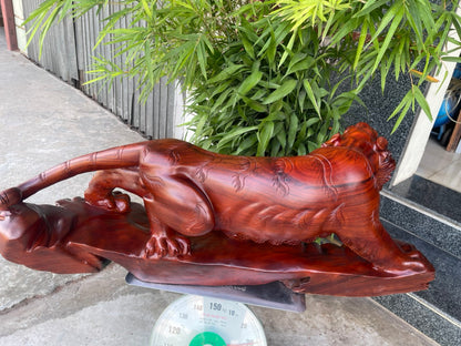 Tượng Báo Săn Mồi Phong Thủy - Gỗ Hương Ta Ngang 1m