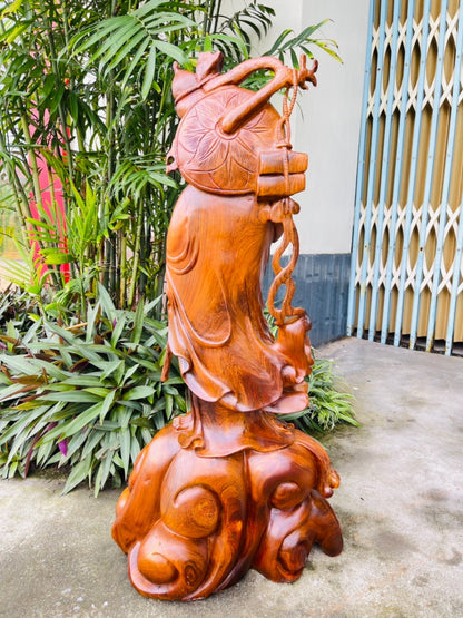 Tượng Đạt Ma Sư Tổ Quá Hải - Gỗ Hương Ta Liền Khối Cao 86cm