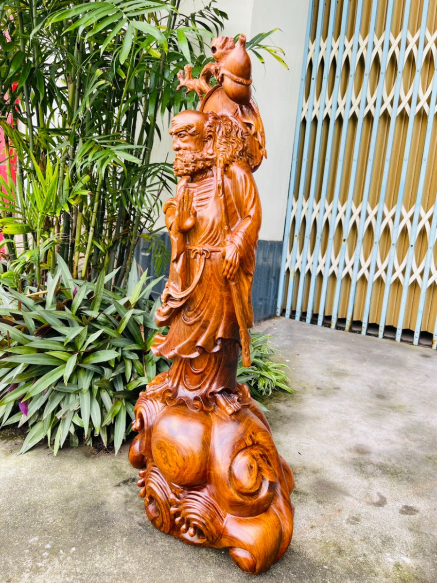Tượng Đạt Ma Sư Tổ Quá Hải - Gỗ Hương Ta Liền Khối Cao 86cm
