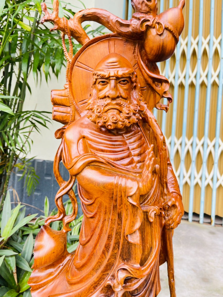 Tượng Đạt Ma Sư Tổ Quá Hải - Gỗ Hương Ta Liền Khối Cao 86cm