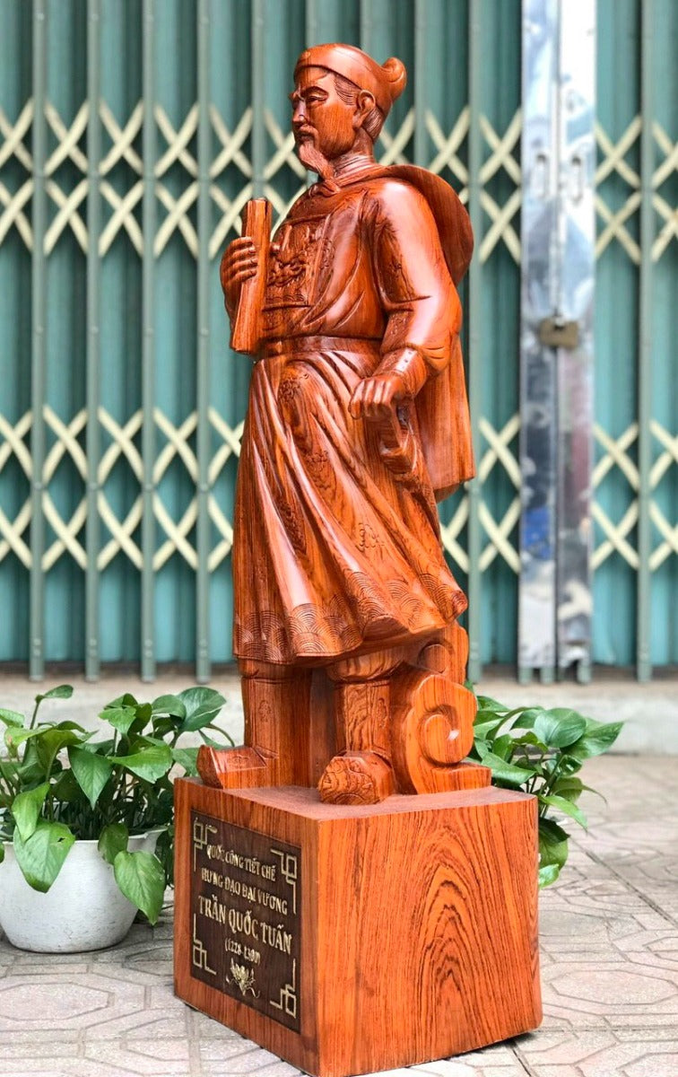Tượng Hưng Đạo Đại Vương Trần Quốc Tuấn - Gỗ Hương Đá Cao 1m