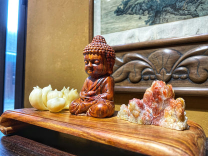 Tượng Phật Thích Ca Mâu Ni Tọa Thiền Gỗ Sưa Bắc Và Hoa Sen Xương Voi