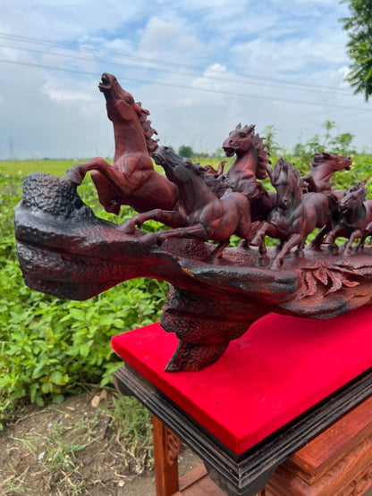 Tượng Mã Đáo Thành Công Bát Mã Truy Phong - Gỗ Trắc Đỏ Đen Quà Tặng Cao Cấp