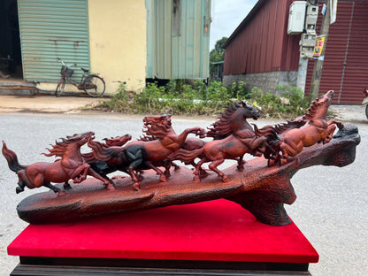 Tượng Mã Đáo Thành Công Bát Mã Truy Phong - Gỗ Trắc Đỏ Đen Quà Tặng Cao Cấp