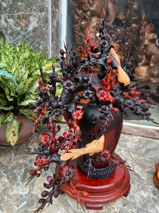 Bình Hoa Mai Phú Quý - Gỗ Trắc Đỏ Đen Tuyệt Đẹp