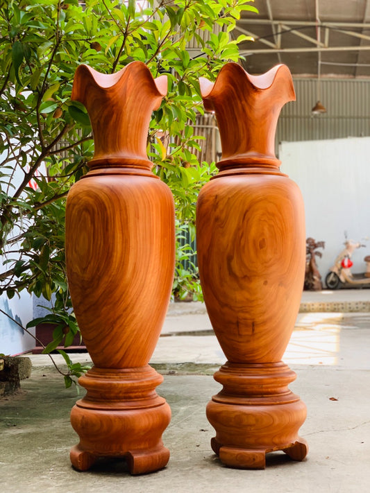 Cặp Lục Bình Trơn - Gỗ Hương Đỏ Tự Nhiên Tuyệt Đẹp Miễn Phí Ship