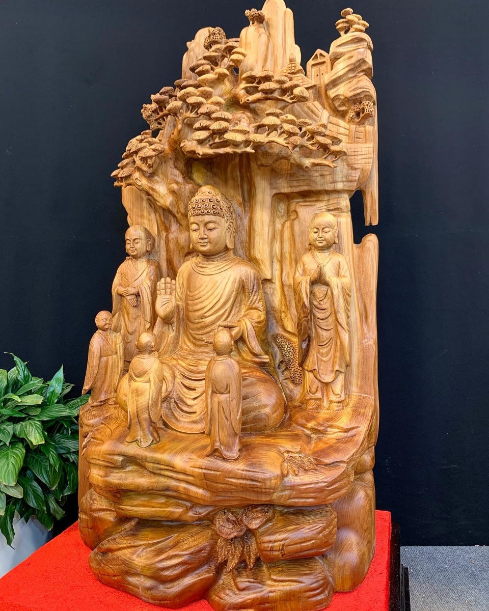 Tượng Gỗ Nhất Tâm Bái Phật - Gỗ Ngọc Am Do Nghệ Nhân Chế Tác
