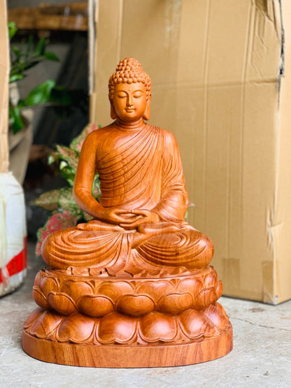 Tượng Phật Bổn Sư Thích Ca Tọa Đài Sen - Gỗ Hương Đá