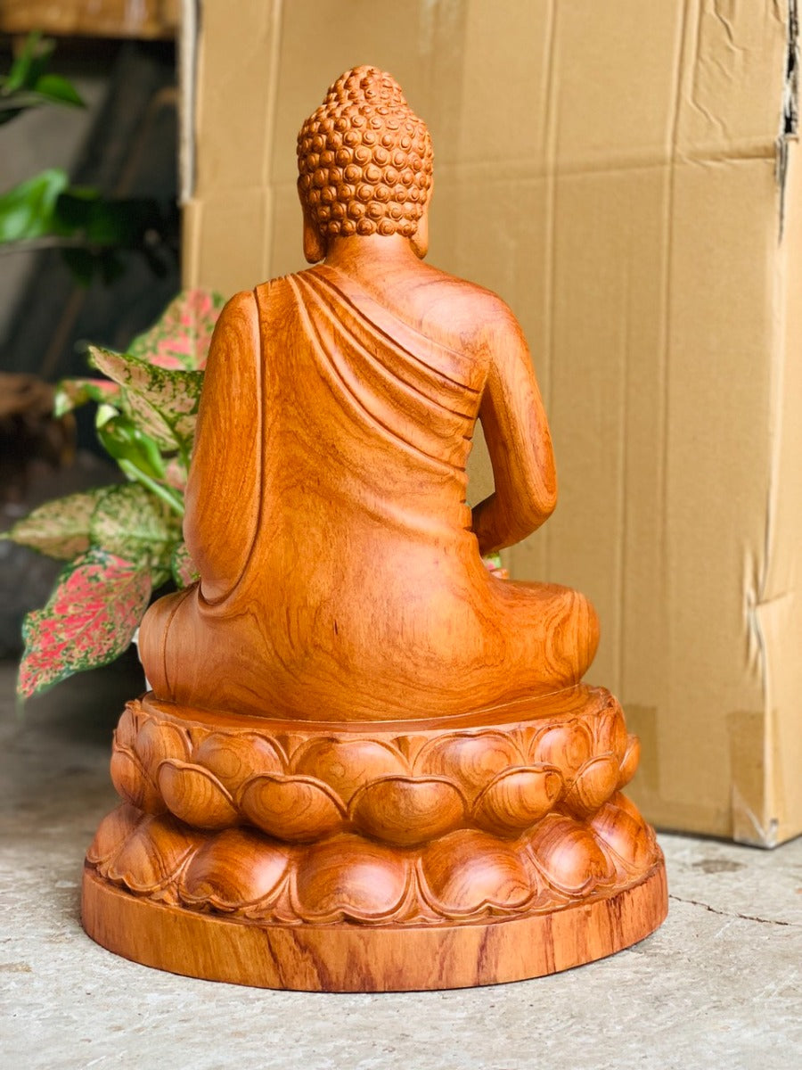 Tượng Phật Bổn Sư Thích Ca Tọa Đài Sen - Gỗ Hương Đá