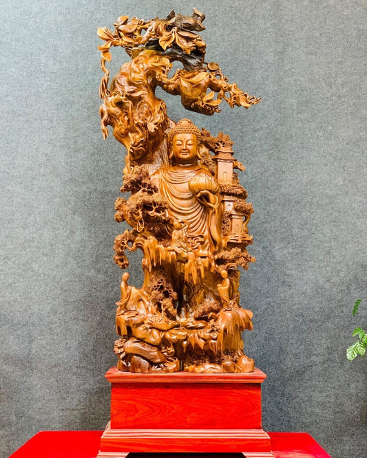 Tượng Nhất Tâm Bái Phật - Gỗ Ngọc Am - Tặng Kỷ Cao 25Cm