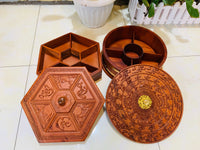Khay Hộp Đựng Bánh Kẹo Mứt Tết Trống Đồng Đông Sơn - Gỗ Hương Đỏ