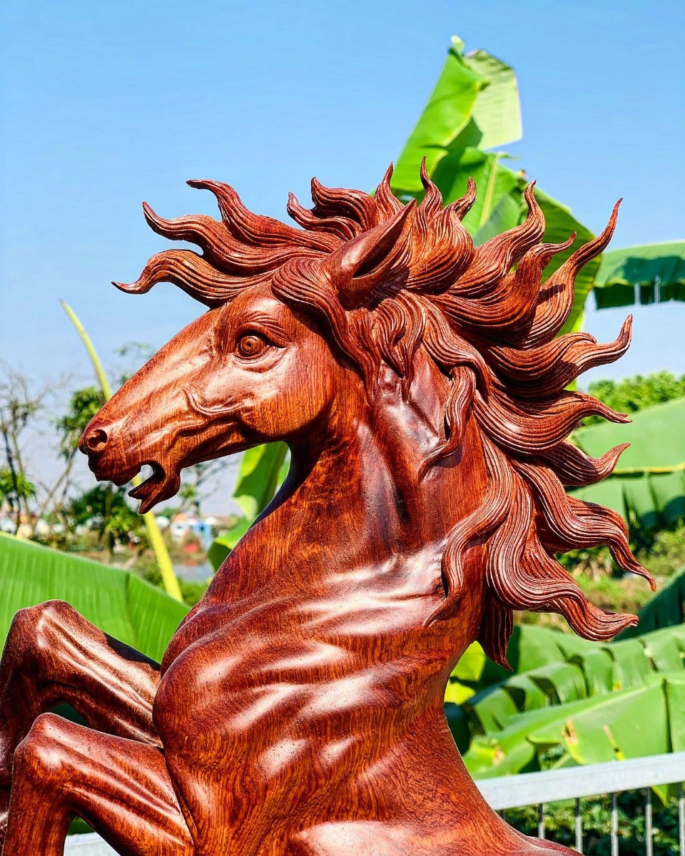 Tượng Nhất Mã Phi Thiên - Gỗ Hương Ta Tuyệt Đẹp Cao 71Cm