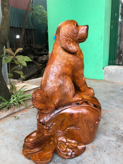 Tượng Chó Phong Thủy Thu Hút Vượng Khí Tài Lộc - Gỗ Hương Ta