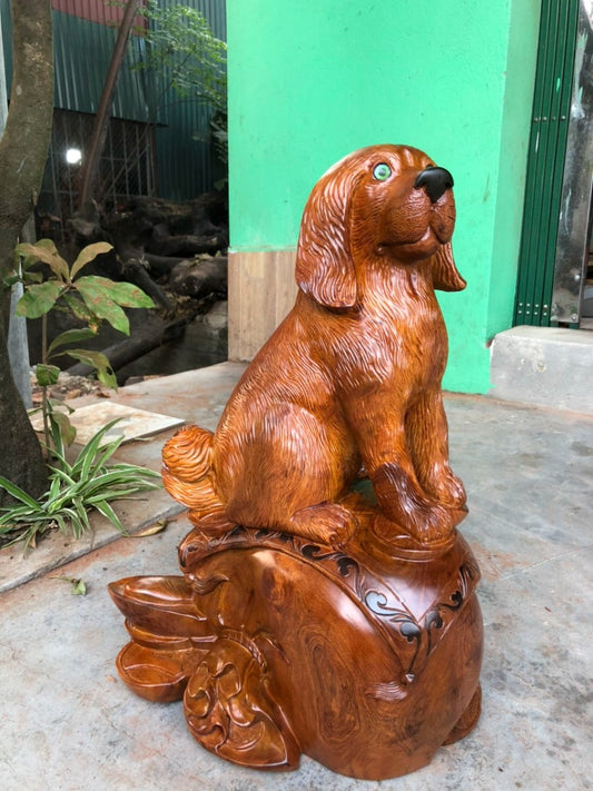 Tượng Chó Phong Thủy Thu Hút Vượng Khí Tài Lộc - Gỗ Hương Ta