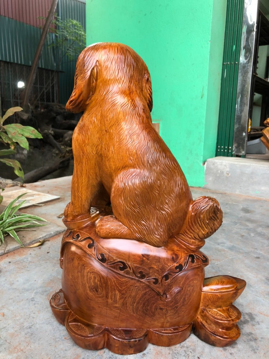 Tượng Chó Phong Thủy Thu Hút Vượng Khí Tài Lộc - Gỗ Hương Ta