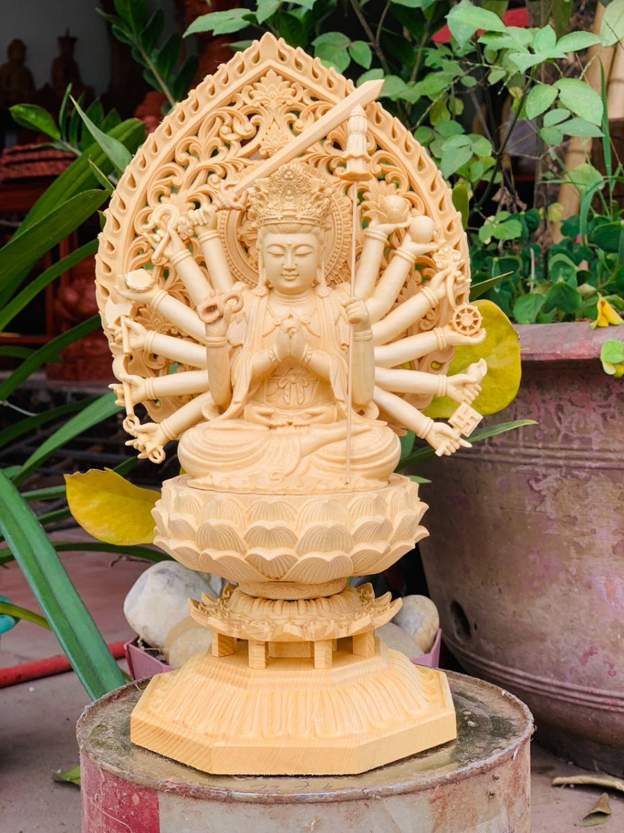 Tượng Gỗ  Phật Mẫu Chuẩn Đề Để Ô Tô
