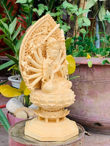 Tượng Gỗ  Phật Mẫu Chuẩn Đề Để Ô Tô