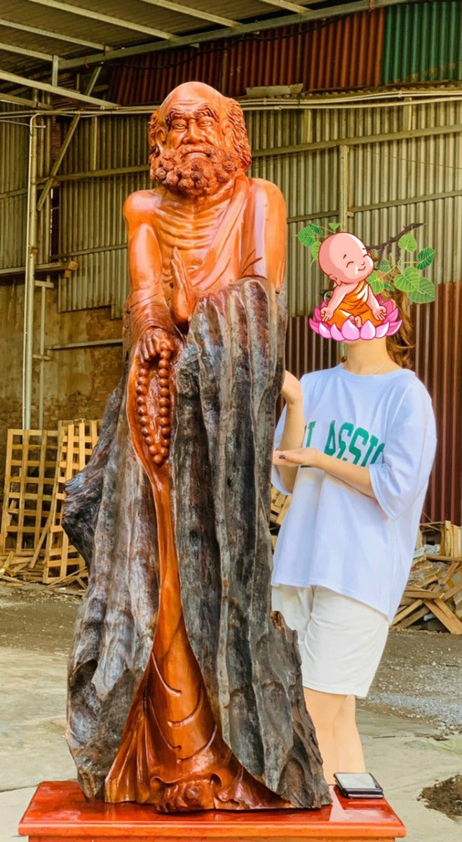 Tượng Sư Tổ Bồ Đề Đạt Ma - Gỗ Hương Ta Tuyệt Đẹp Cao 140Cm