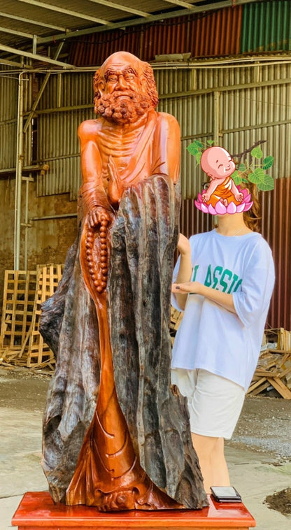 Tượng Sư Tổ Bồ Đề Đạt Ma - Gỗ Hương Ta Tuyệt Đẹp Cao 140Cm