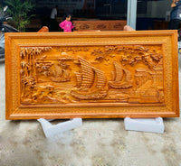 Tranh Treo Tường Doanh Nhân Thuận Buồm Xuôi Gió - Gỗ Hương Đá Phong Thủy