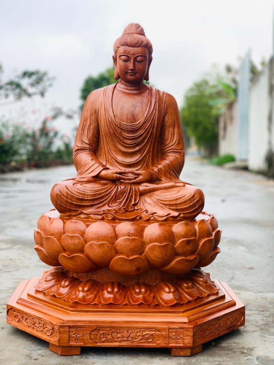 Tượng Bổn Sư Thích Ca Mâu Ni Gỗ Hương Đá Cao 80cm