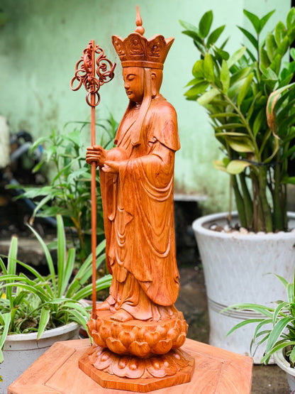 Tượng Địa Tạng Vương Đứng Đài Sen Cao 50