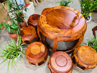Bộ Bàn Và Đô Tròn Gỗ Hương Ta