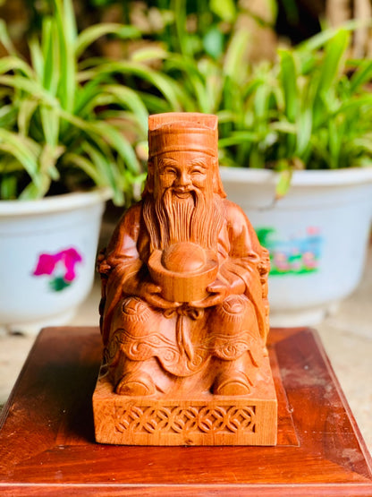 Bộ Tượng Thần Tài - Thổ Địa Gỗ Hương Đá
