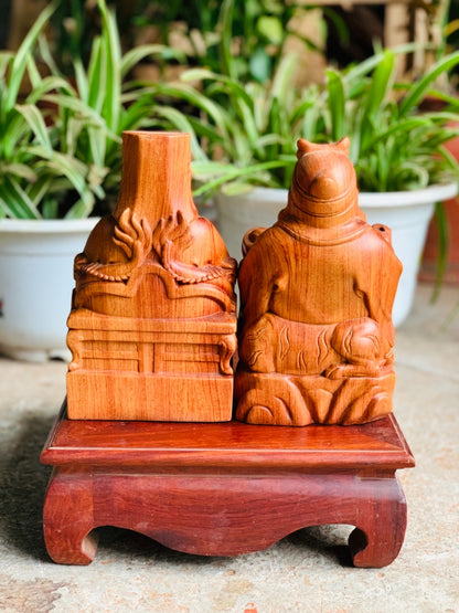 Bộ Tượng Thần Tài - Thổ Địa Gỗ Hương Đá