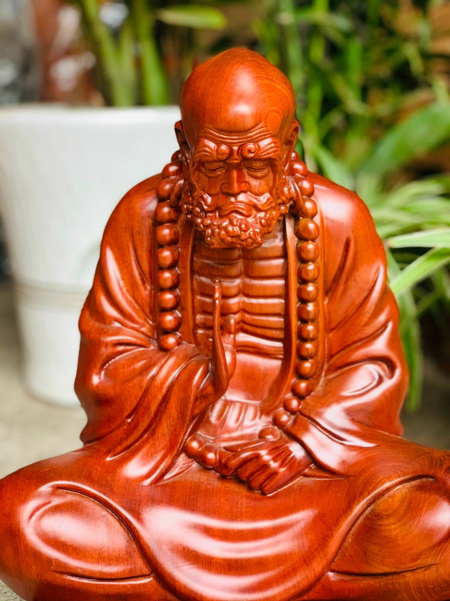Tượng Bồ Đề Đạt Ma Ngồi Thiền Gỗ Hương