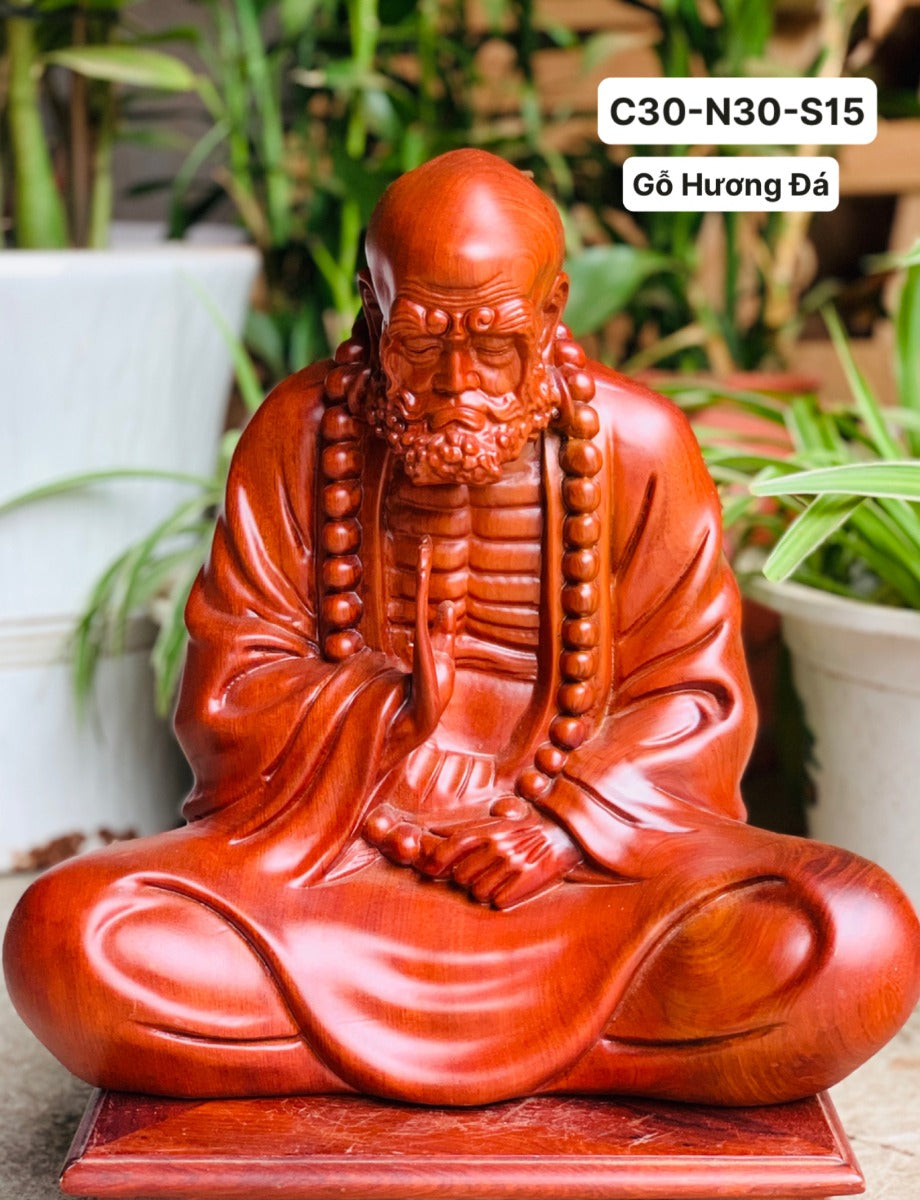 Tượng Bồ Đề Đạt Ma Ngồi Thiền Gỗ Hương