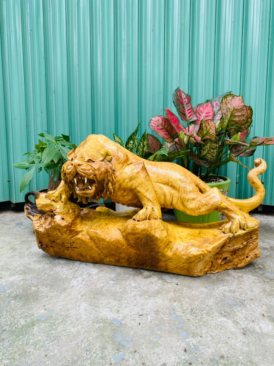 Tượng Linh Vật Hổ Gỗ Nu Kháo Vàng