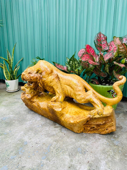 Tượng Linh Vật Hổ Gỗ Nu Kháo Vàng