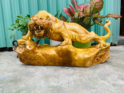 Tượng Linh Vật Hổ Gỗ Nu Kháo Vàng