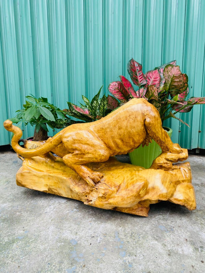 Tượng Linh Vật Hổ Gỗ Nu Kháo Vàng
