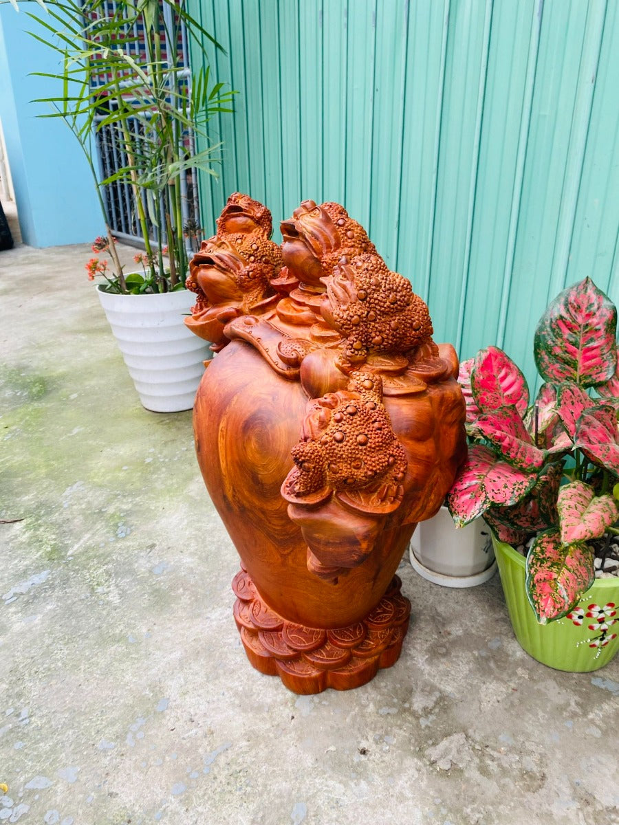 Thiềm Thừ Trấn Chum - Ngũ Cóc Tài Lộc  Gỗ Hương