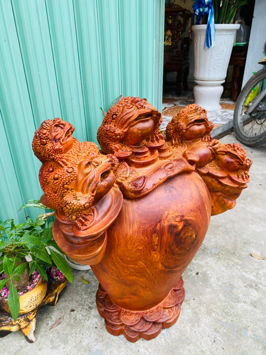 Thiềm Thừ Trấn Chum - Ngũ Cóc Tài Lộc  Gỗ Hương