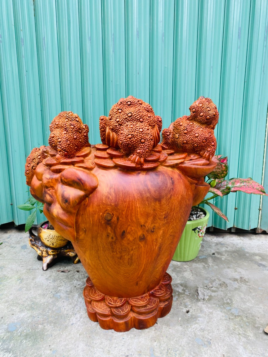 Thiềm Thừ Trấn Chum - Ngũ Cóc Tài Lộc  Gỗ Hương
