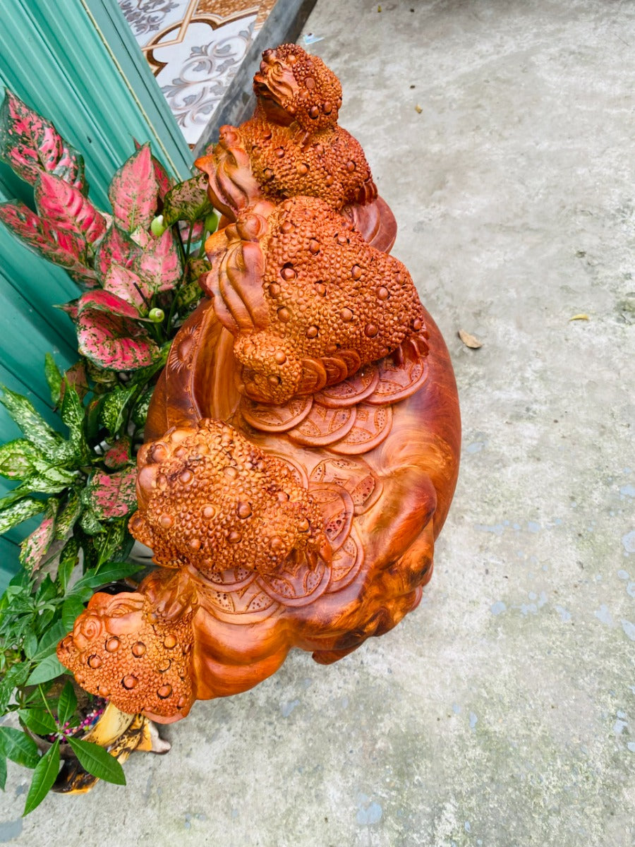 Thiềm Thừ Trấn Chum - Ngũ Cóc Tài Lộc  Gỗ Hương