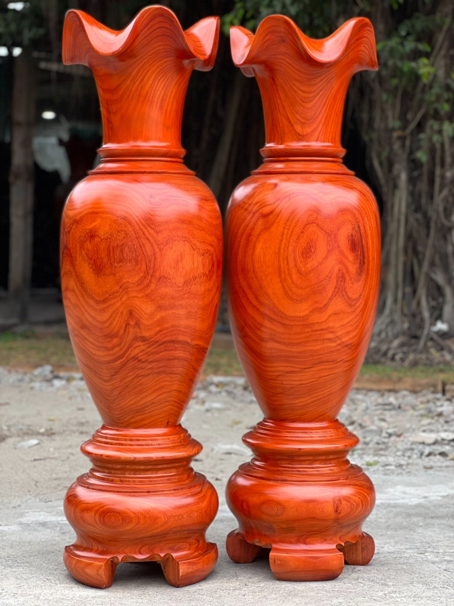 Cặp Lục Bình Gỗ Hương Đỏ Nam Phi Cao 140 cm