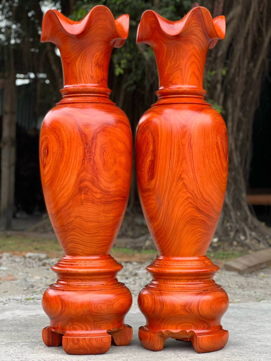 Cặp Lục Bình Gỗ Hương Đỏ Nam Phi Cao 140 cm