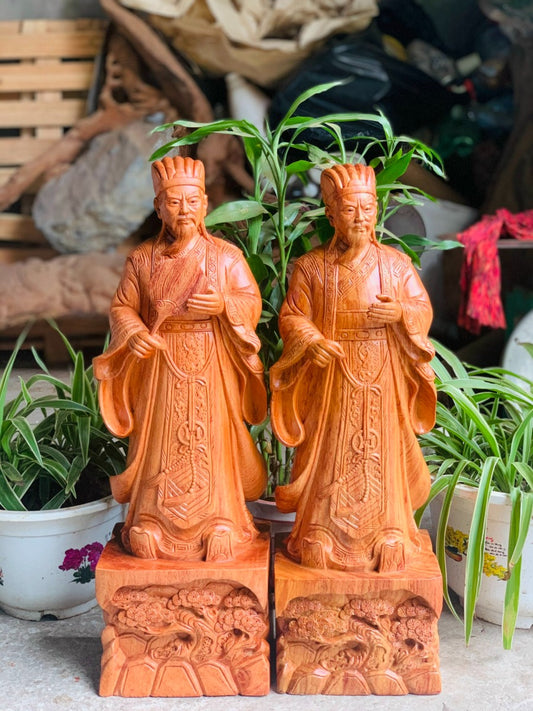Tượng Khổng Minh Đế Chạm Tùng Cao 70 Gỗ Hương Nguyên Khối