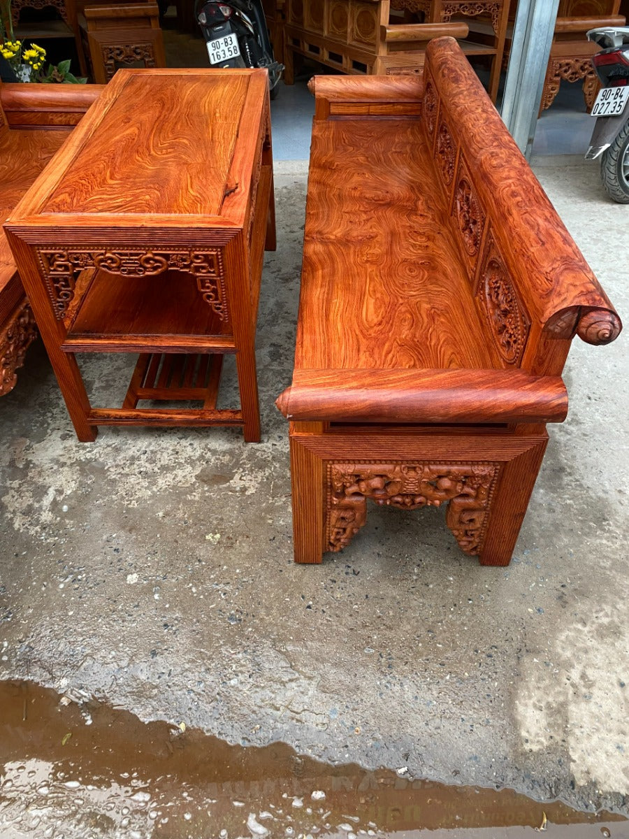 Bộ Trường Kỷ Tứ Quý Chân 13 Chỉ Gỗ Hương Đá
