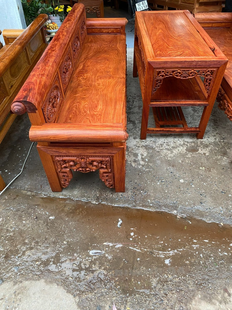 Bộ Trường Kỷ Tứ Quý Chân 13 Chỉ Gỗ Hương Đá