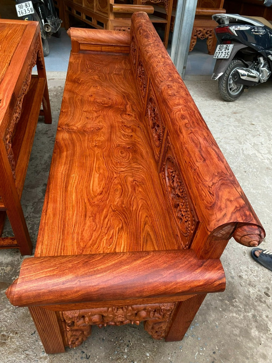 Bộ Trường Kỷ Tứ Quý Chân 13 Chỉ Gỗ Hương Đá