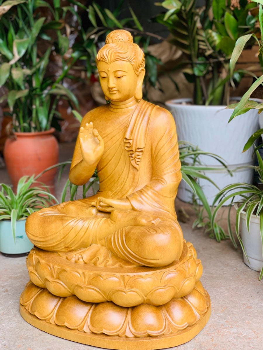 Tượng Gỗ Bổn Sư Thích Ca Thế Giơ Tay - Giáo Hoá Thủ Ấn Cao 50