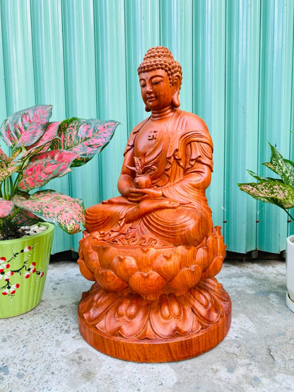 Tượng Phật Dược Sư Ngồi Đài Sen Gỗ Hương Cao 61